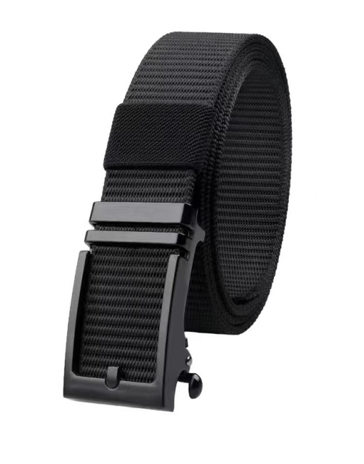 

Имитация пряжки-булавки, беззубчатая автоматическая пряжка, ремень, деловой повседневный, нейлоновый плетеный ремень, ремень с храповым механизмом 120cm чёрный