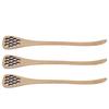3Pcs Honey Dipper Reusable Wooden Carving Honey Spoon Mixing Stick for Home Kitchen RestaurantWood Color