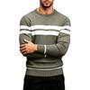 Men's Striped Round Neck Pullover Sweater Casual Long Sleeve Knit Top for Fall Winter