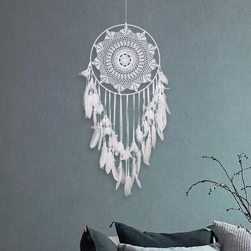 Handmade Indian Dream Catcher Feather Wind Chime - Creative Wall Hanging for Bedroom or Homestay Decoration