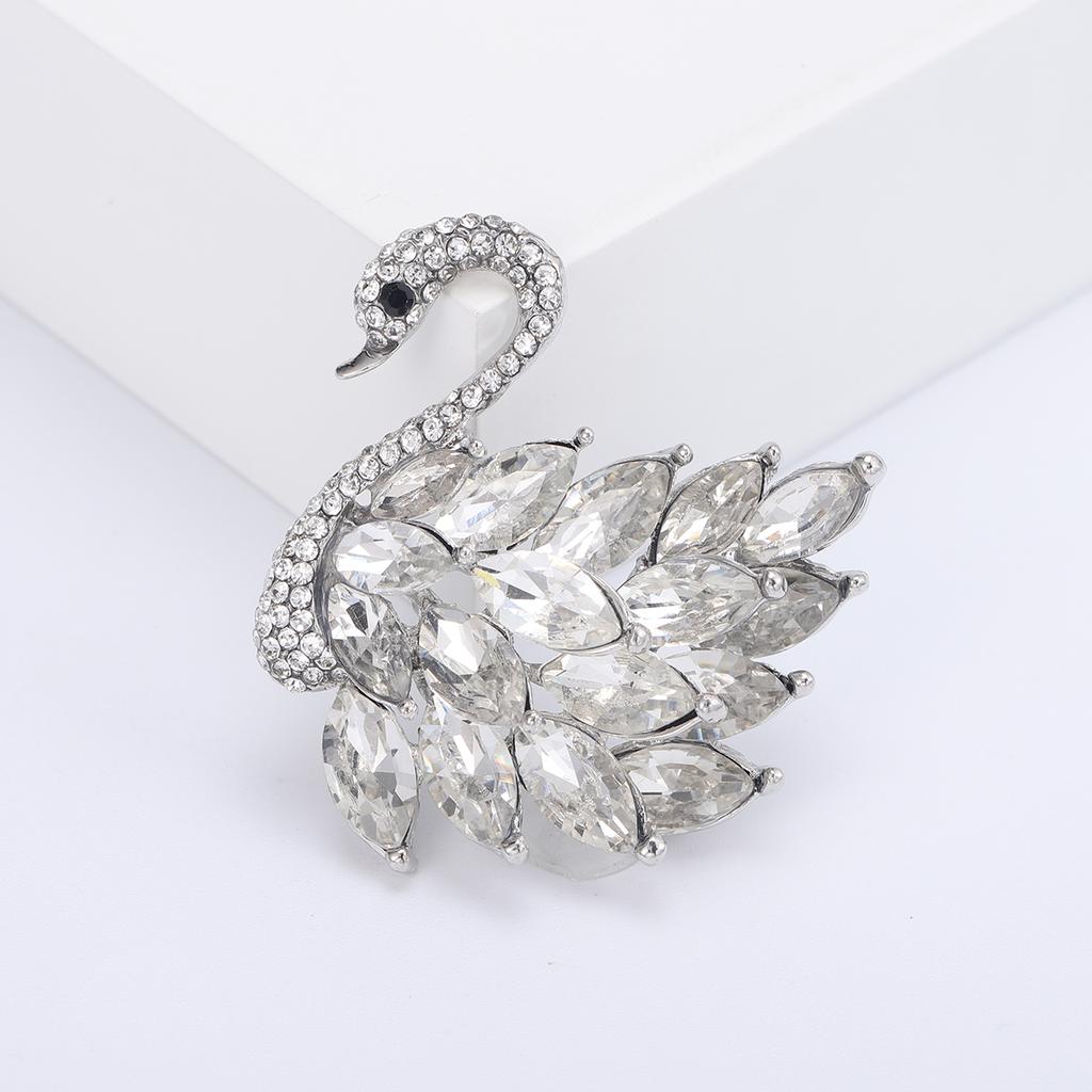 Rhinestone Swan Brooches for Women Unisex Crystal Glass Animal Pins Banquet Party Backpack Gifts Jewelry Accessories