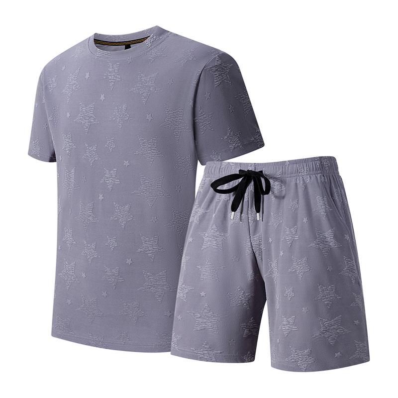 Summer Casual Sports Suit Men's Short Sleeved Lightweight Quick Drying Ice Silk Two-piece Set