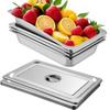4 Pack Steam Table Pans 20.9 X 12.8 X 3.9 Inch Deep Steam Table Pan Full Size 13L Deep Food Container Stainless Steel Oven Tray Hotel Pans Anti-Jam