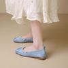 Soft~ Sweet Pearl Flat Ballet Single Shoes Women's New Chinese Style Square Head Soft Sole Doudou Shoes Grandma Shoes