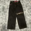 Mens Y2K Streetwear Denim Pants Loose Fit High Waist Retro Graphic Straight Leg Jeans
