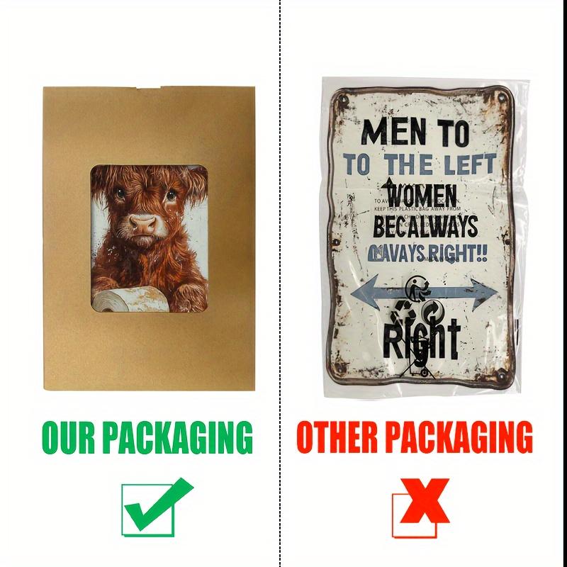 Vintage Highland Cow Metal Tin Sign - 1pc, 8"x12", Rustic Wall Decor with Weathered Look, Ideal for Man Cave, Bathroom, Home Dec