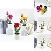 Rose Artificial Plant Gift For Valentines Day Home Decor With Faux Pearl Accents