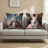 R-Retro Rabbit Portrait ARTWORK Cushion Cover Multi-Scene Pillow Cover for Home & Car - Reversible, Soft & Durable for Daily Use