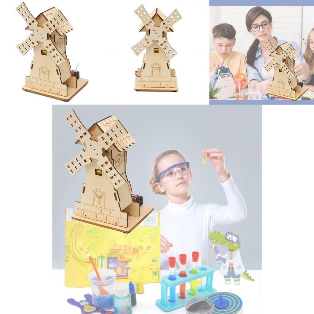 Maison à vent électrique personnalisable en bois à monter soi-même, jouet éducatif STEM pour les élèves