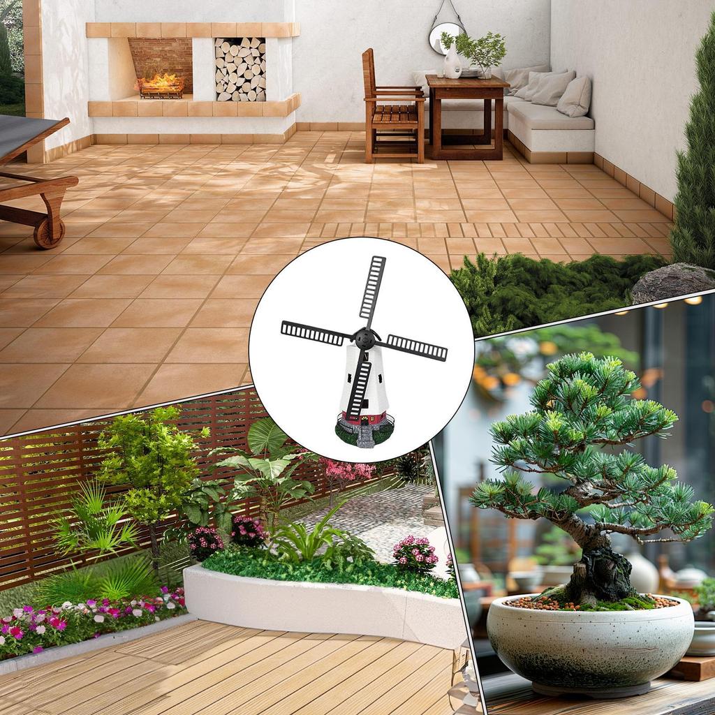 Solar Light House Decorative LED Wind Mill Figurine Solar Powered Lighted Windmill Statue For Garden Yard Backyard Pathway