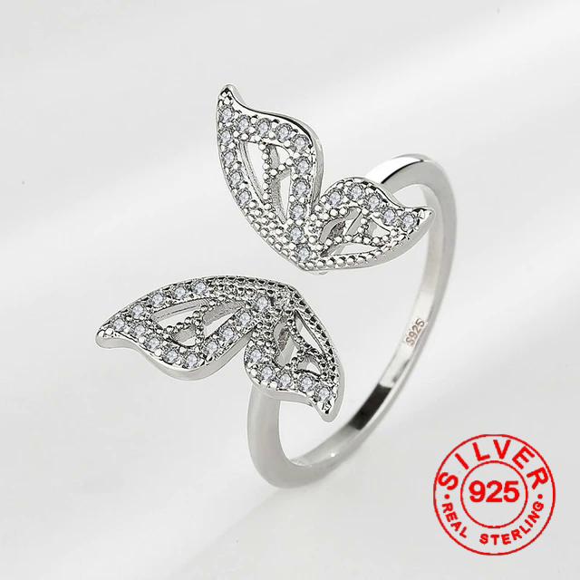 

Silver Color Rings For Women Butterfly Gold Plated Opening Handmade Anillos Trendy Trendy Fashion Fine Jewelry