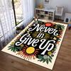 "Floral Pattern Carpet Never Give Up Motivational Quote Home Decor" Suitable for use as an anti-slip for living room bedroom sofas