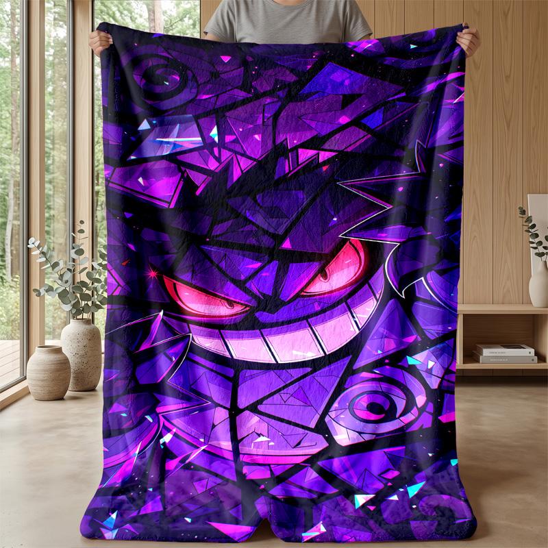 Gengar Printed Flannel Throw Blanket Soft Warm Lightweight All Season Blanket for Sofa Bed Camping Home Decor Holiday Gift