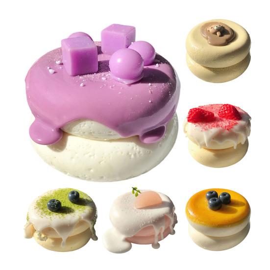 Stress Relief Souffle Squeeze Toy Matcha Chocolate Peach Blueberry Strawberry Cake Sensory Toy Simulated Dessert Pinch