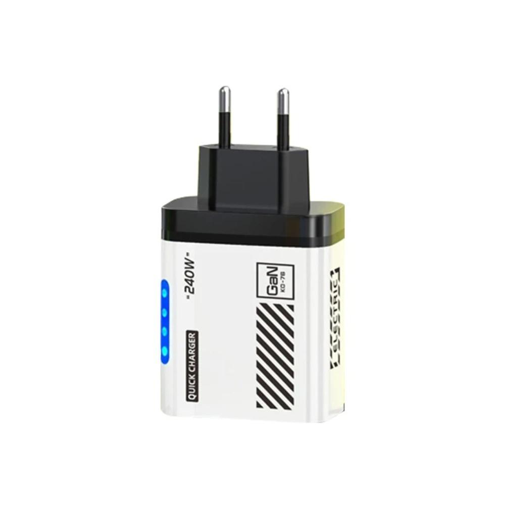 New USB A+C 240W Charger Plug Multi Port EU/US Phone Charger Adapter With Light PD QC3.0 USB C Charger for iPhone//Samsung