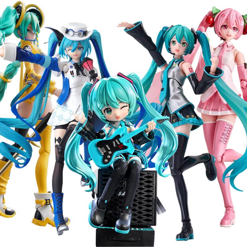 Fashnics Blokees Original Hatsune Miku Sakura Miku 17Th With You Miracle Edition Q Version Action Figure Assembly Toy Collection Gift