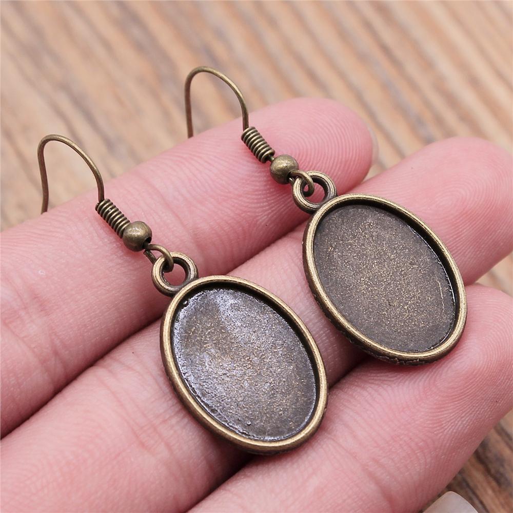 

Fit 13x18mm Cabochons Oval Blank Setting Bezel Blank Cabochon Earring Base For DIY Earring Making