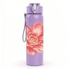 1PC Soft Pink Peony Flower 750ml Color Plastic Sports Water Bottle Leakproof Flip Straw Lid Suitable for Sports Office Home Use