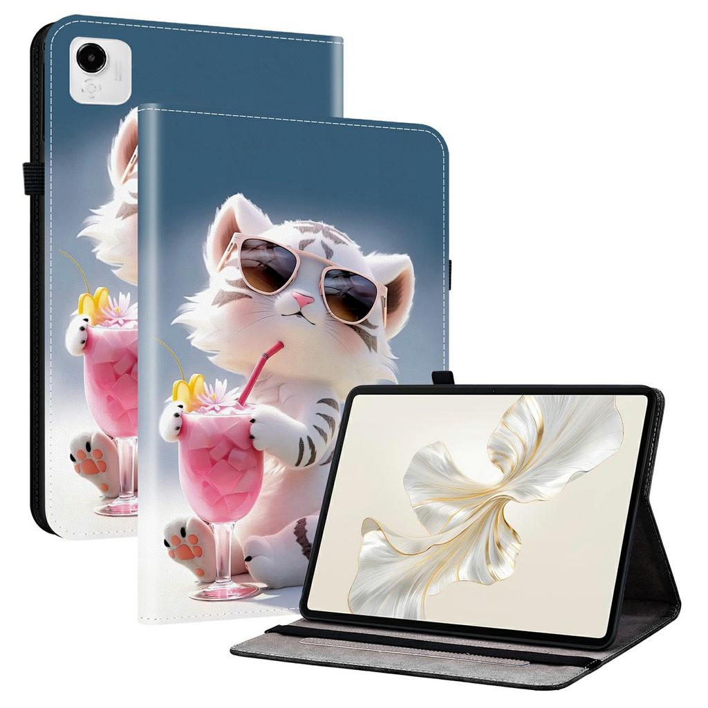 Für Honor Pad X9a Lederhülle mit Musterdruck Ständer Tablet-Hülle mit Kartenfächern