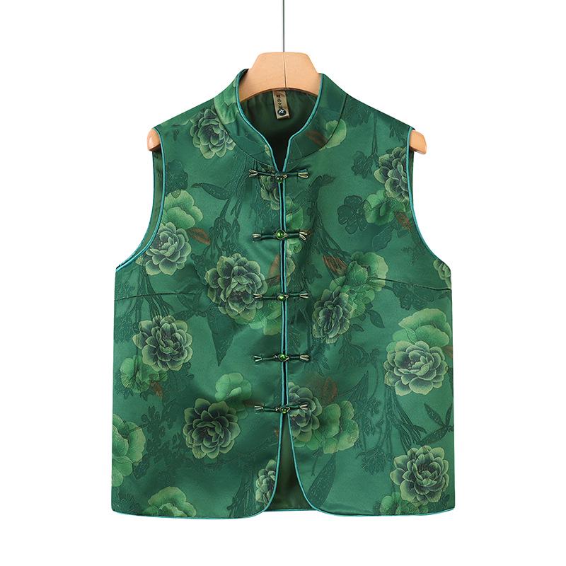 

Spring & Autumn Vest for Middle-Aged Women, Grandma s Shawl, Festive Top for Mothers XL (80-100 lbs) зелений