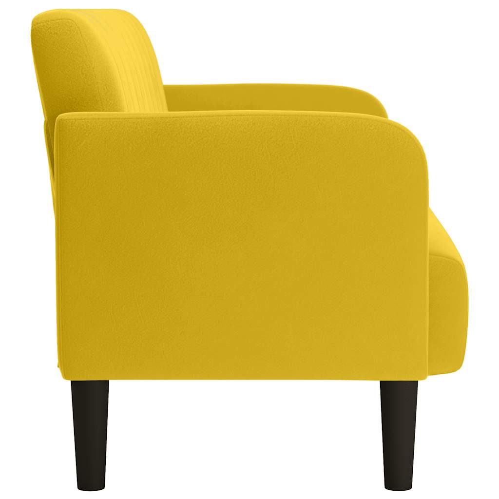 Two Seater Sofa Yellow 109 Cm Velvet
