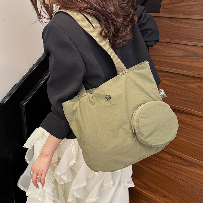 Solid Color Lightweight Women's Foldable Shoulder Bag Tote Bag