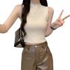 Semi-turtleneck Knitted Vest Women's Summer New Slim-fit Outer Wear Short Sleeveless Student Top Women's Trend
