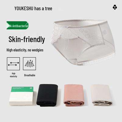 YOUKESHU Women's 10A Antibacterial Lace Cotton Briefs (3-Pack)