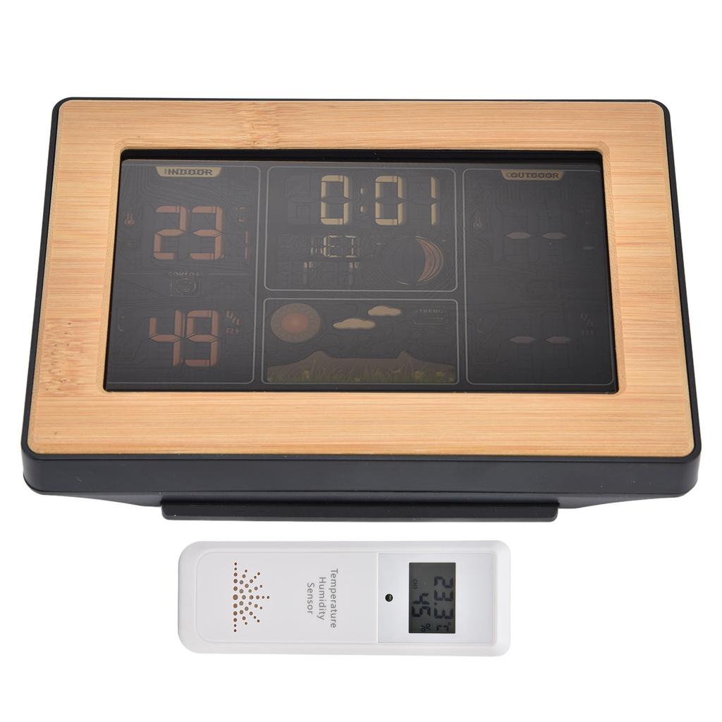 LCD Weather Forecast Station with RCC Receiving Function Wireless Thermometer Hygrometer 100?240VUS
