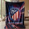 Custom Text Flannel Throw Blanket, Lightweight Cozy Bed Sofa BlanketAtletico Madrid