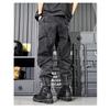 Jeans da Lavoro alla Moda da Uomo Lavati Retro Funzionali a Gamba Larga Pantaloni Trendy Marca Vestibilità Larga Casual Versatili