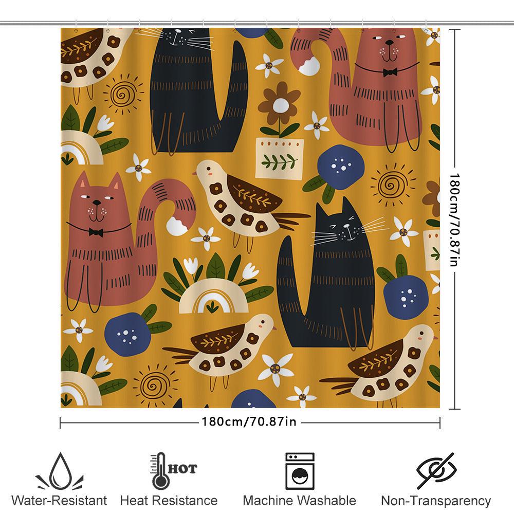 Cute Animal Cartoon Printed Shower Curtain Waterproof Bath Decoration Home Accessories For Bathroom Decor Wall Hanging Tapes
