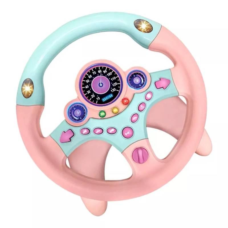 

Multifunctional Driving Simulator Steering Wheel For Kids With Interactive Features And Bright Lights рожевий