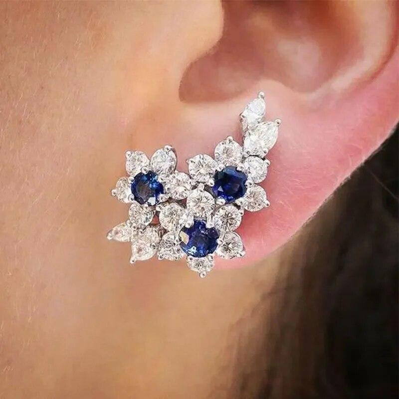 Gorgeous Women's Stud Earrings Full with Dazzling CZ Stone Sparkling Ear Piercing Earrings Party Jewelry Drop Shipping