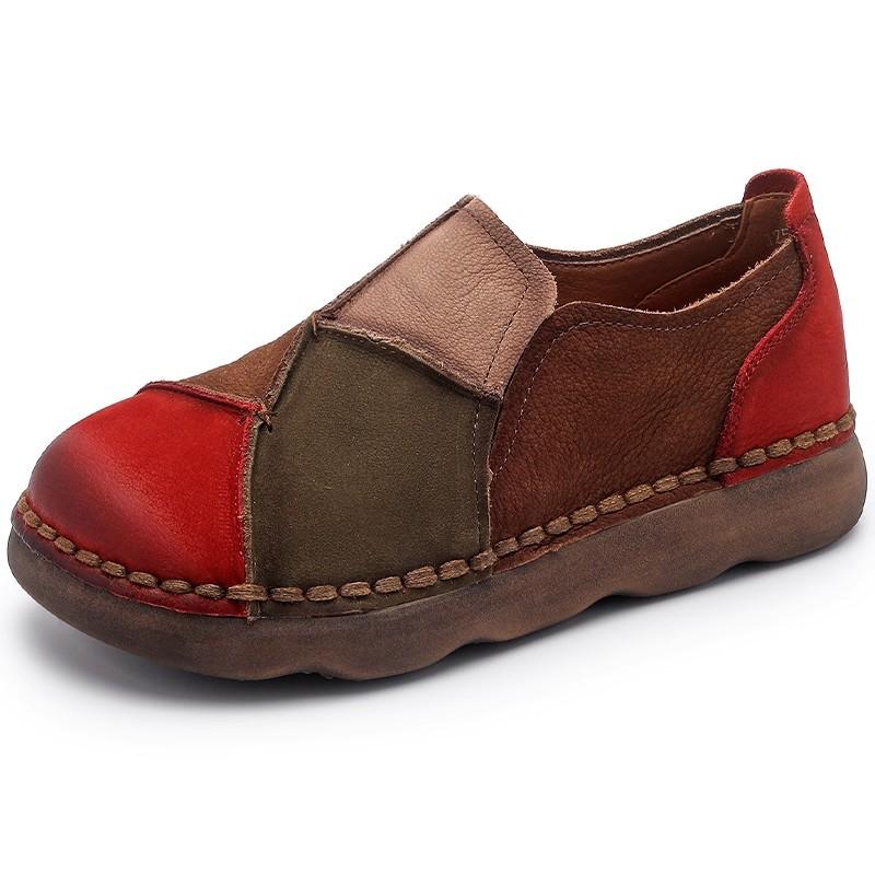 

Мода GKTINOO 2025 Осень Новые Ретро Смешанные Цвета Плоская Подошва Натуральная Кожа Удобные С Круглым Носком Женские Лоферы 40