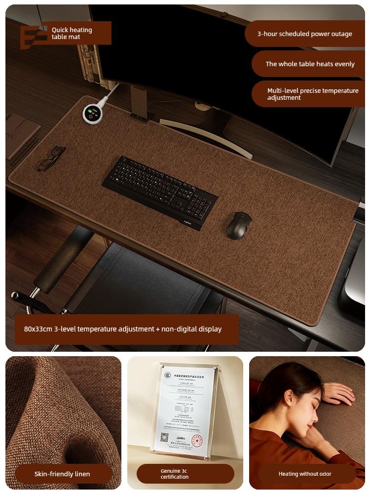 Linen Heated Mouse Pad, Warm Desk Pad, Office Desktop Heating Pad, Electric Heating Cotton and Linen Desk Pad, 3C Certified
