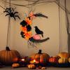 Fabric Wall Hanging Decor Halloween Door Sign, Artificial Floral Branch Crow Moon Hanger with Themed Event Decorations Bird, Spooky Window Yard