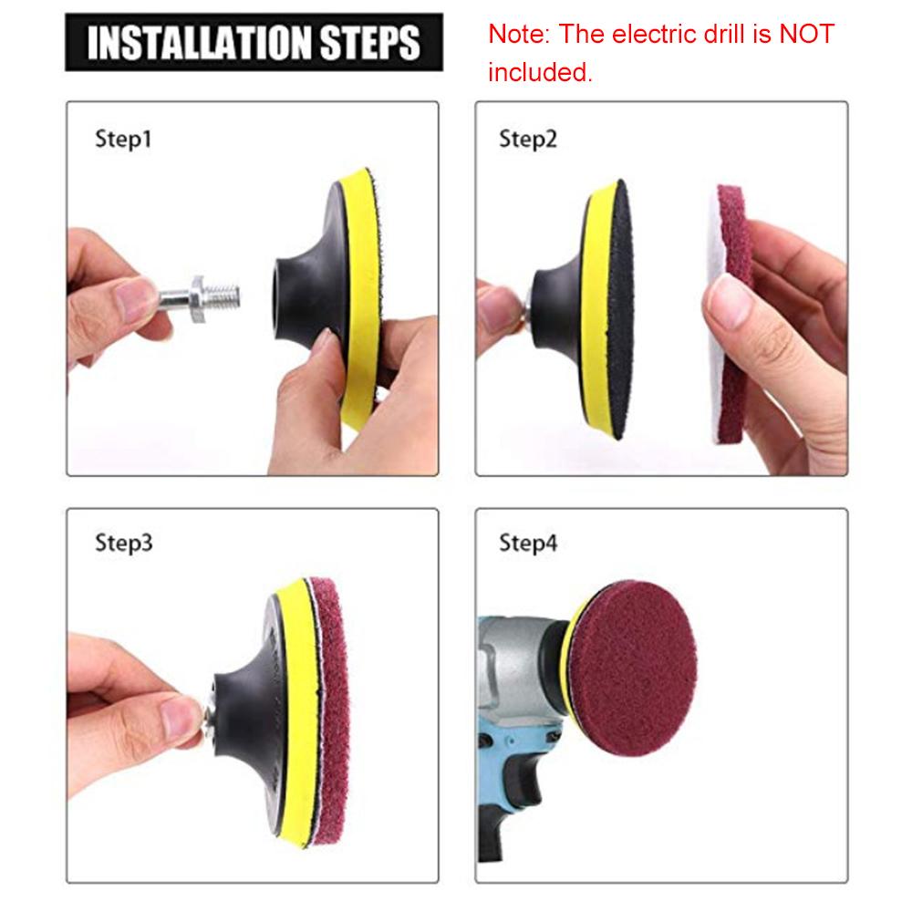 11 st skurrengöringssats 4-tums självhäftande platta skurkuddar Skursvampsats kompatibel med