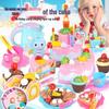 LED Light-Up Birthday Cake Playset for Kids - Pretend Play Cutting Toy Gift for Girls