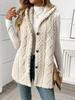 Solid Color Double-Sided Plush Hooded Button Cardigan: Casual Women's Fall/Winter Vest