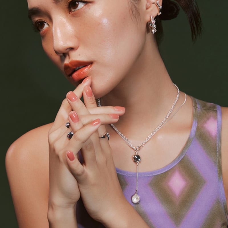 

Hustad HUSTAD 227 Two-way Necklace_925 Silver & 14k Gold Necklace SILVER