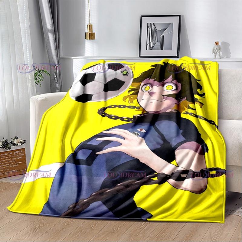 Manta con cierre azul de dibujos animados japoneses, manta cálida de felpa acogedora para el hogar, para cama, sofá, regalos ligeros para niños