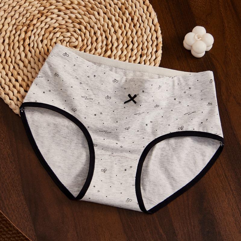 Women S Cotton Mid Waist Floral Antibacterial Underwear Full Cotton Long Crotch Daily Use
