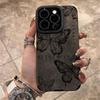 Retro Sketch Butterfly 3D Heart Lanyard Phone Case For iPhone 16 15 14 13 12 11 Pro Max Plus Shockproof Protective Back Cover