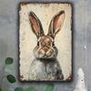 Vintage Rabbit Metal Poster, Farmhouse Iron Wall Decor for Living Room