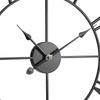 Large Black Skeleton Roman Numeral Wall Clock, Industrial Minimalist Silent Non-Ticking Metal Clock for Living Room Decor