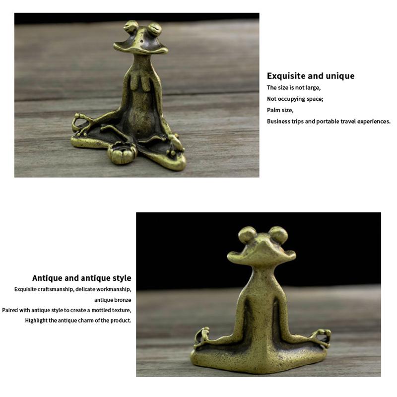 1PC Retro Copperware Incense Socket Zen Frog Ornaments Solid Pure Copper Frog Tea Pet Incense Holder Ornaments