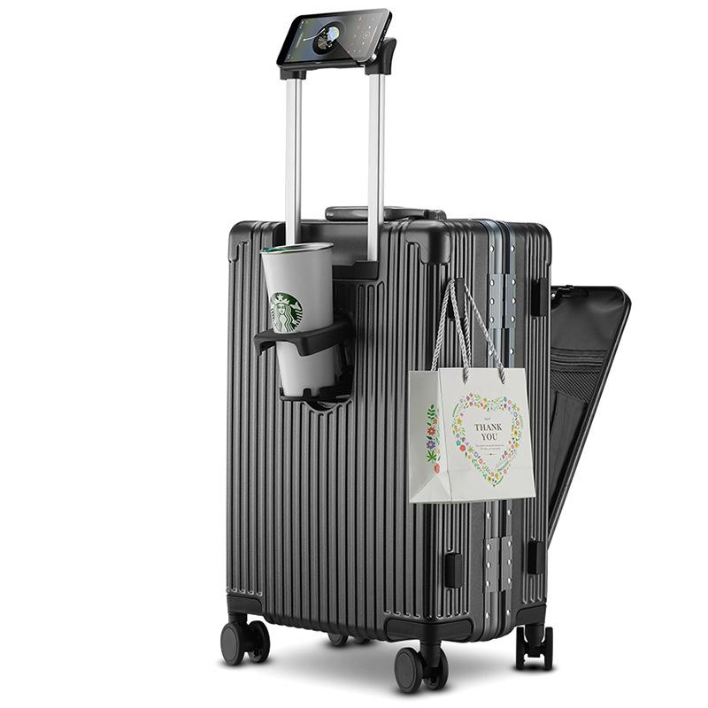 Multi-Purpose Business Trolley Suitcase with Laptop Compartment and Cup Holder