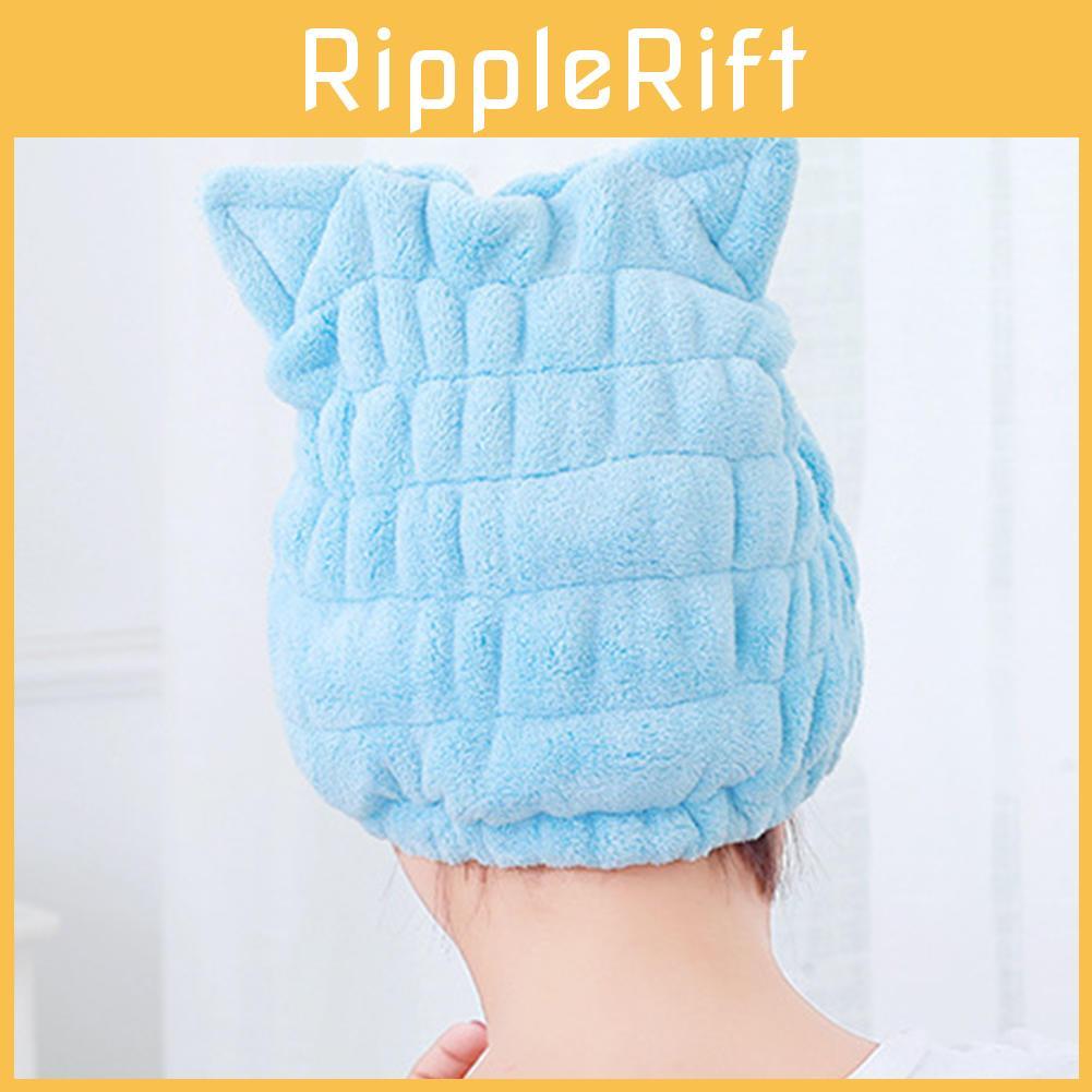 Adjustable Hair Drying Cap Hair Wrap Towel Featuring Cute Cat Ears Design**