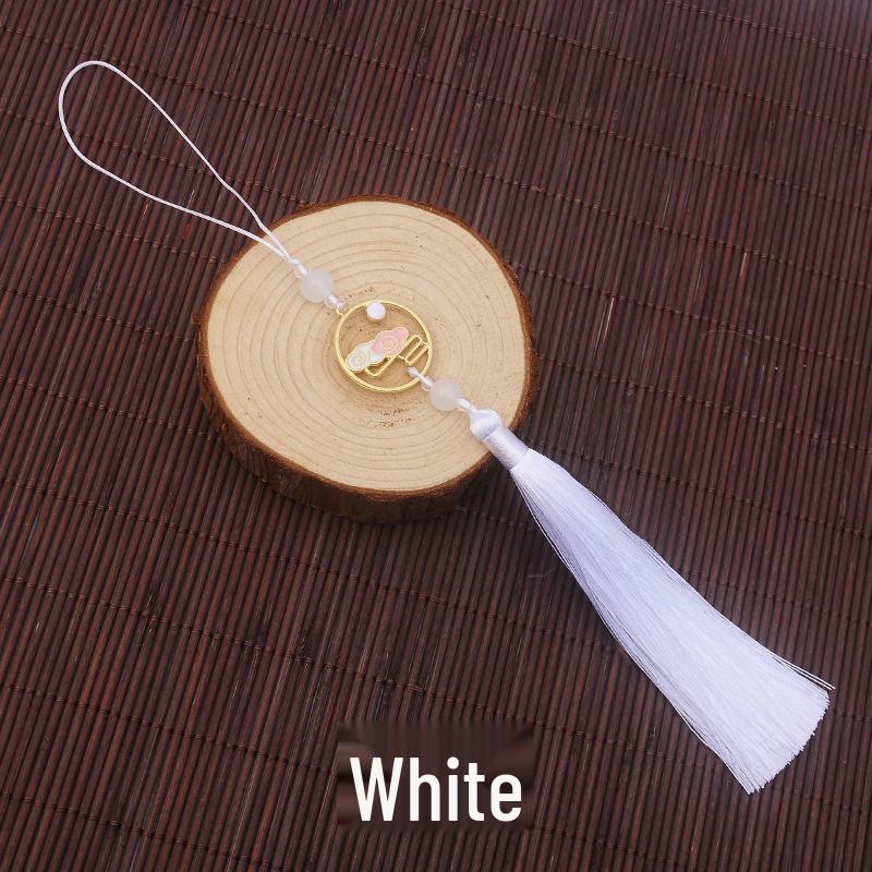 Colorful Clouds Chasing the Moon Tassel Pendant for Hanfu Qipao - 12CM Fan Lantern Jade Lapel Accessory